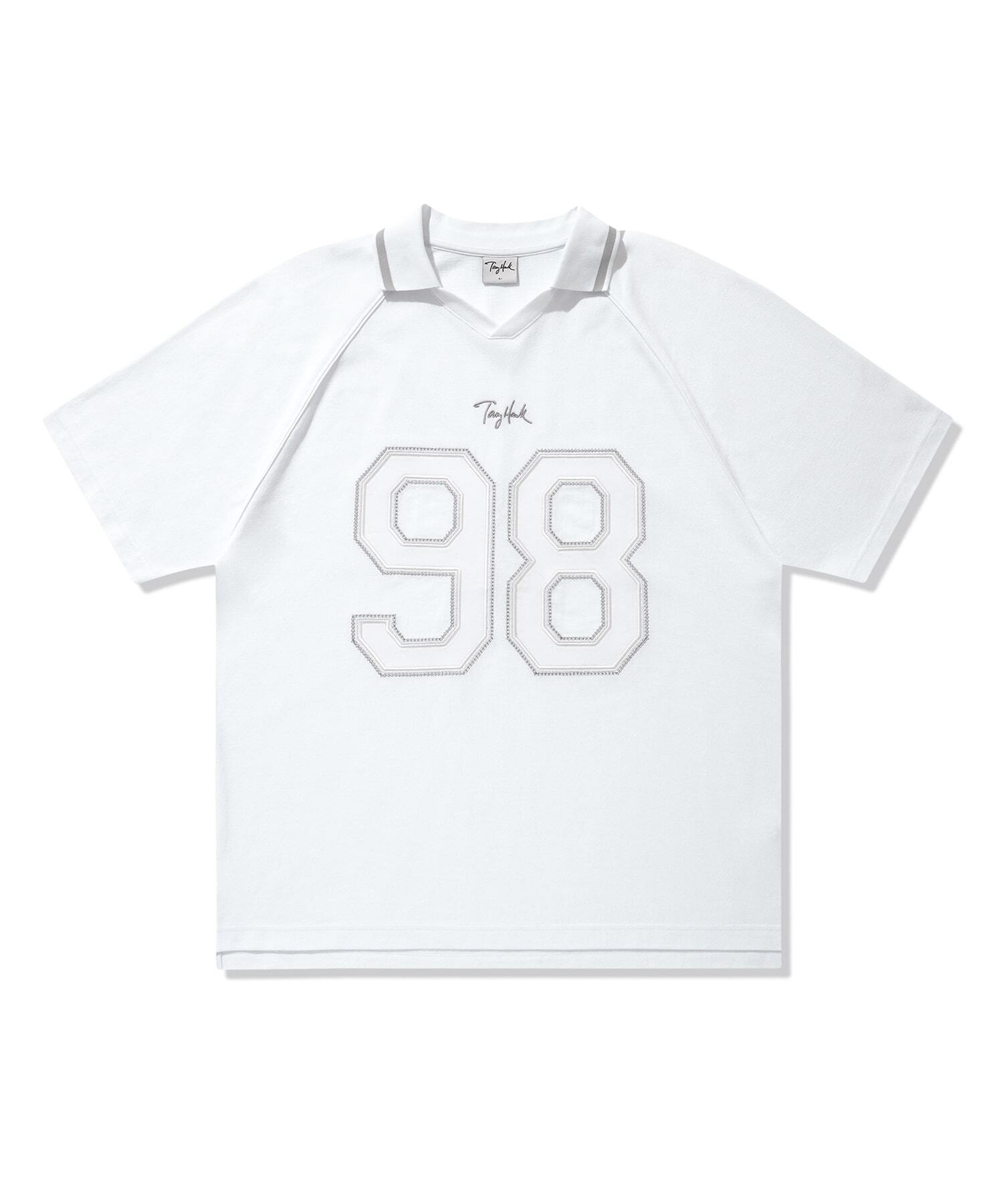 98 유니폼 라인 파이핑 피케 티셔츠 화이트